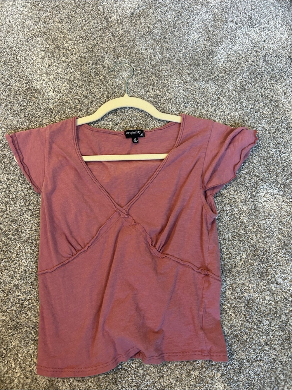 Dry Goods Mauve Pink V-Neck Flutter Sleeve Top